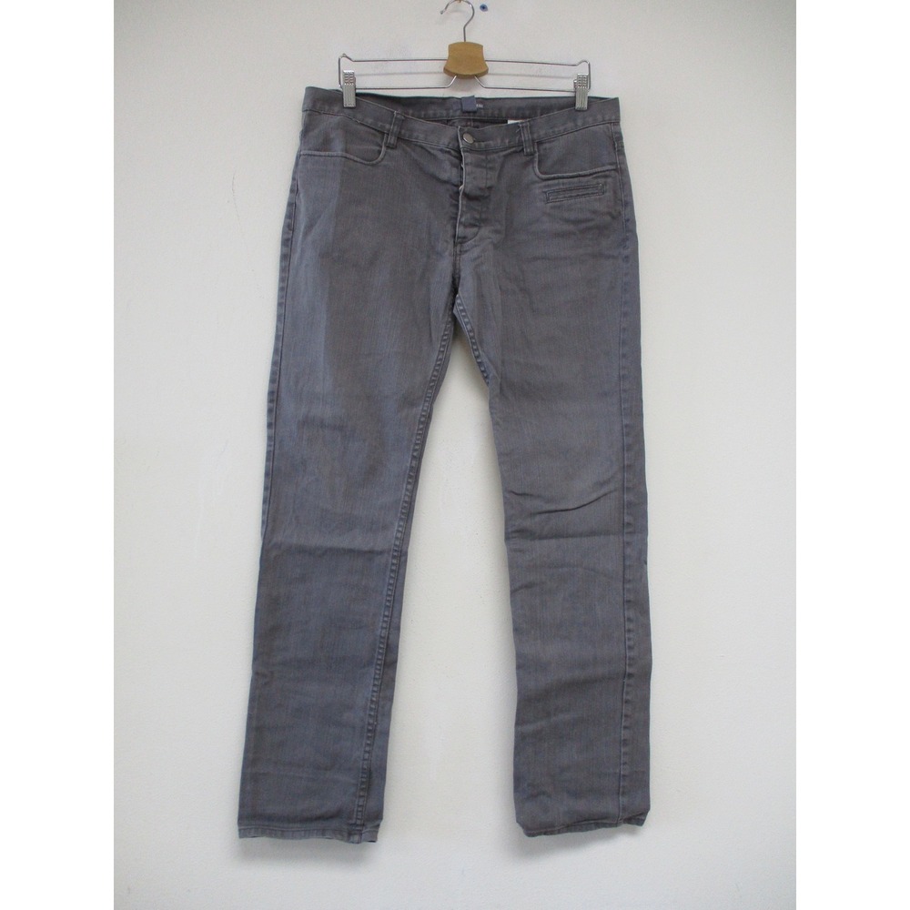 H&M Jeans Mens 36 Gray Slim Straight Utility Five-Pocket Textured Denim Pants